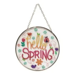 6 In Suncatcher Hello Spring Glass With Suction Cup