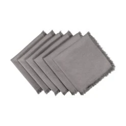 Solid Gray Heavyweight Fringed Napkin
