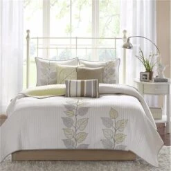 Madison Park MP13-775 Caelie 6 Piece Quilted Coverlet Set - Queen; Yellow