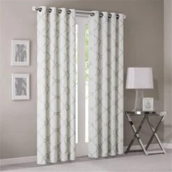 Saratoga Fretwork Print Window Curtain - Ivory, 108 In.
