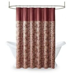 Madison Park MP70-3034 Aubrey Polyester Jacquard Shower Curtain; Burgundy - 72 X 72 In.
