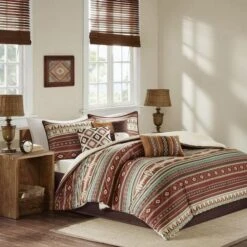 Madison Park MP10-3150 Taos 7 Piece Comforter Set; Queen - Spice