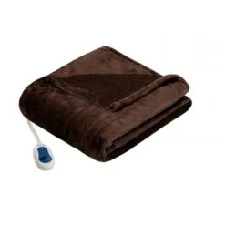 60 X 70 In. Heated Microlight To Berber Throw - Brown