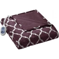 60 X 70 In. Heated Ogee Throw - Purple