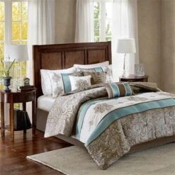 Madison Park MP10-4323 Caroline Jacquard 7 Piece Comforter Set - Blue; King Size