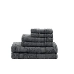 Adrien Super Soft Cotton Towel Set - Dark Gray, 6 Piece