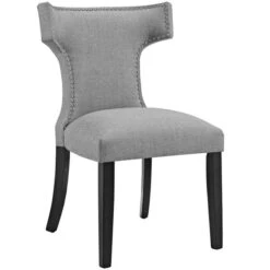 35.5 H X 23 W X 25.5 L In. Curve Fabric Dining Chair, Light Gray