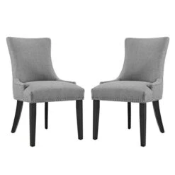 36 H X 25 W X 22 L In. Marquis Dining Side Chair Fabric, Light Gray, 2PK