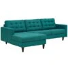 Empress Left-Facing Upholstered Sectional Sofa, Teal