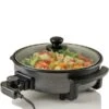 Ovente SK11112B 12 In. Electric Skillet With Nonstick Aluminum Coating Grill Pan & Glass Lid Cover; Black