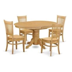 Dining Room 4 Table With Leaf And 4 Dinette Chairs, Oak