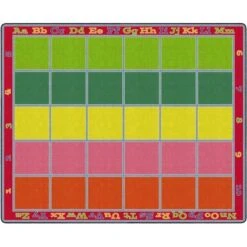 Flagship Carpets FE343-58A 10 Ft. 9 In. X 13 Ft. 2 In. Sitting Grid Classroom Rug; Bright - Rectangle