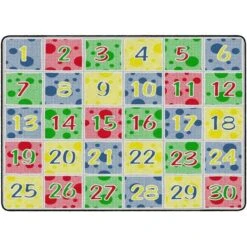 Flagship Carpets FE380-32A 6 X 8 Ft. 4 Soft Primary Number Spots School Learning Rug - Rectangle