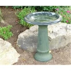 TDI Brands TDI48181 Green Fiber Clay Birdbath With Base