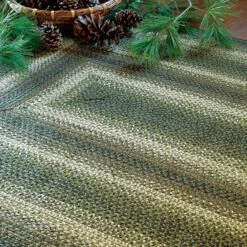 13 X 19 In. Pinecone Oval Placemat - Green Cream & Grey - Set Of 4