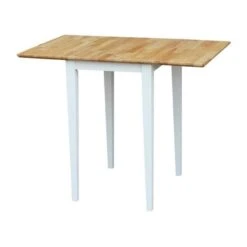 InternationalConcepts T02-2236D Small Drop Leaf Table - White & Natural