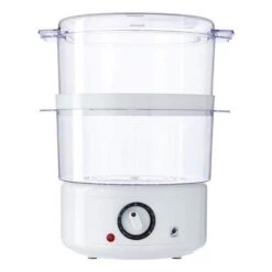 J-Jati FS203A 5.0 Qt. 2-Tier Stack Able Baskets Healthy Food Steamer; White