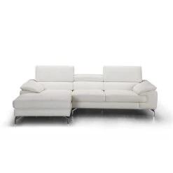 J & M Furniture 18272-LHFC Alice Premium Leather Sectional In Left Facing Chaise - White