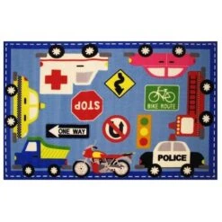 Fun Rug FT-12 3958 39 X 58 In. Fun Time-Downtown Traffic; Medium Pile Childrens Area Rug