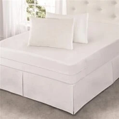 All-in-One ALL172XXWHIT03 Cool Bamboo Mattress Protector With Bed Bug Blocker; White - Queen Size