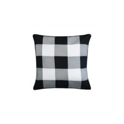 20 X 20 In. Outdoor Gingham Decorative Pillow, Black