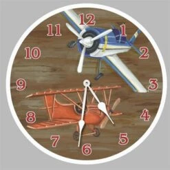 15 In. Airplanes Round Clock