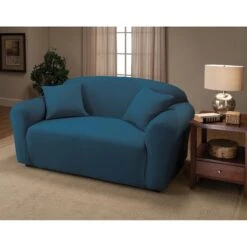 Stretch Jersey Loveseat Slipcover, Colbalt Blue