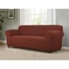 Stretch Checkerboard Sofa Slipcover, Burgundy