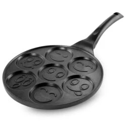 Megachef MC-HAPPYCAKES1 10.5 In. Happy Face Emoji Aluminum Nonstick Pancake Maker Pan With Cool Touch Handle