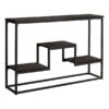 48 In. Espresso & Black Metal Hall Console Accent Table