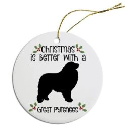 Mirage Pet ORN-R-B41 Breed Specific Round Christmas Ornament - Great Pyrenees