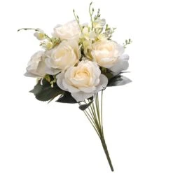 National Tree 19 In. Cream White Artificial Rose Flower Bouquet