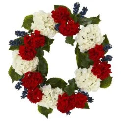 21 In. Geranium & Blue Berry Artificial Wreath