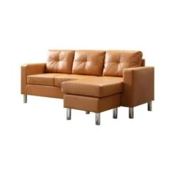 Nathaniel Home 73030-40MC Small Space Convertible Sectional Sofa; Mocha