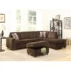 HomeRoots 285950 79 X 33 X 36 In. Chocolate Velvet Reversible Sectional Sofa With Pillows