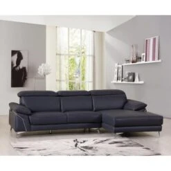 HomeRoots 181 X 41 X 39 In. Modern Blue Leather Sectional Sofa