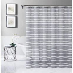 72 X 70 X 1 In. Silvery Gray & White Striped Shower Curtain