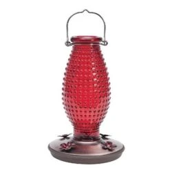 Woodstream 2277770 Red Hobnail Vintage Glass Hummingbird Feeder