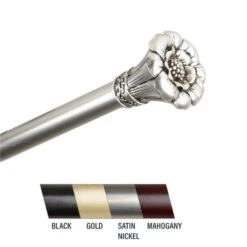 Central Design 100-02-485 Flora 1 In. Curtain Rod; 48-84 In. - Satin Nickel