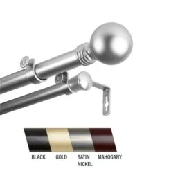 Central Design 100-01-1605-D Globus 1 In. Double Curtain Rod; 160-240 In. - Satin Nickel