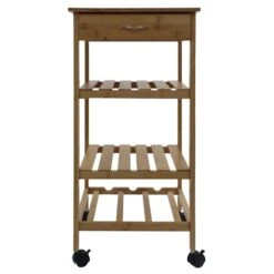 15.25 X 15.25 X 31.50 In. Bamboo Kitchen Trolley