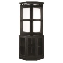 26 X 26 X 80 In. Corner Bar Cabinet - Black