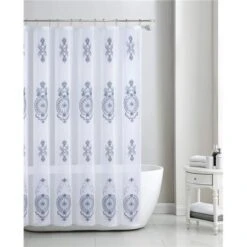 Olivia Gray SCZ07191 70 X 72 In. Zena Embroidered Shower Curtain - Teal