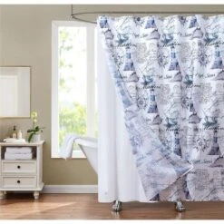 Olivia Gray SCSPL078 Sunset Park Shower Curtain & Liner Set; Lighthouse - 14-Piece