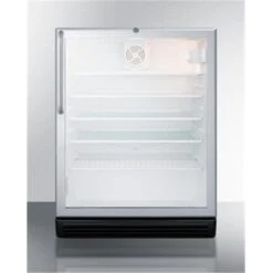 Summit SCR600BGLTBADA 24 In. Wide Commercial ADA Height Glass Door All Refrigerator With Lock