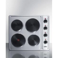 230V 24 In. Wide 4-Burner Solid Disk Cooktop, Stainless Steel
