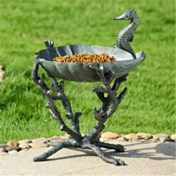 Seahorse Birdbath Bird Feeder