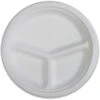 10 In. 3 Compartment Compostable Plate - White