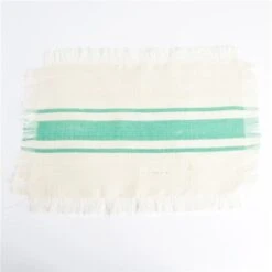 SARO JU190.SE1319B 13 X 19 In. Rectangular Striped Design Jute Table Placemats - Sea Green Set Of 4