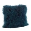 SARO 3564.TE16S 16 In. Wool Mongolian Lamb Fur Throw Pillow - Teal